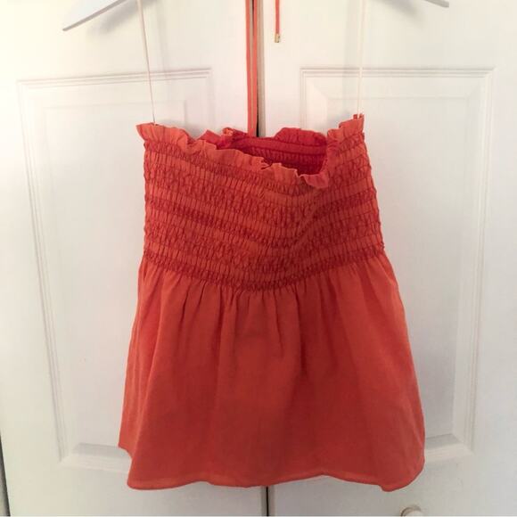NWT Trina Turk Sofi Smocked Halter Top Orange Heatwave Size Medium - Picture 7 of 10